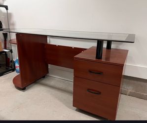 Desk With Glass Top And Drawers