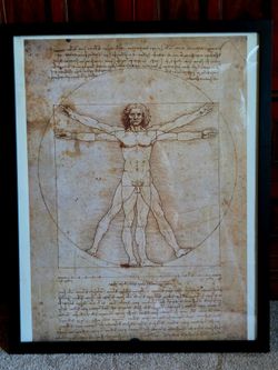 24" x 30" Framed Print - Vitruvian Man by Leonardo da Vinci from Florence, Italy