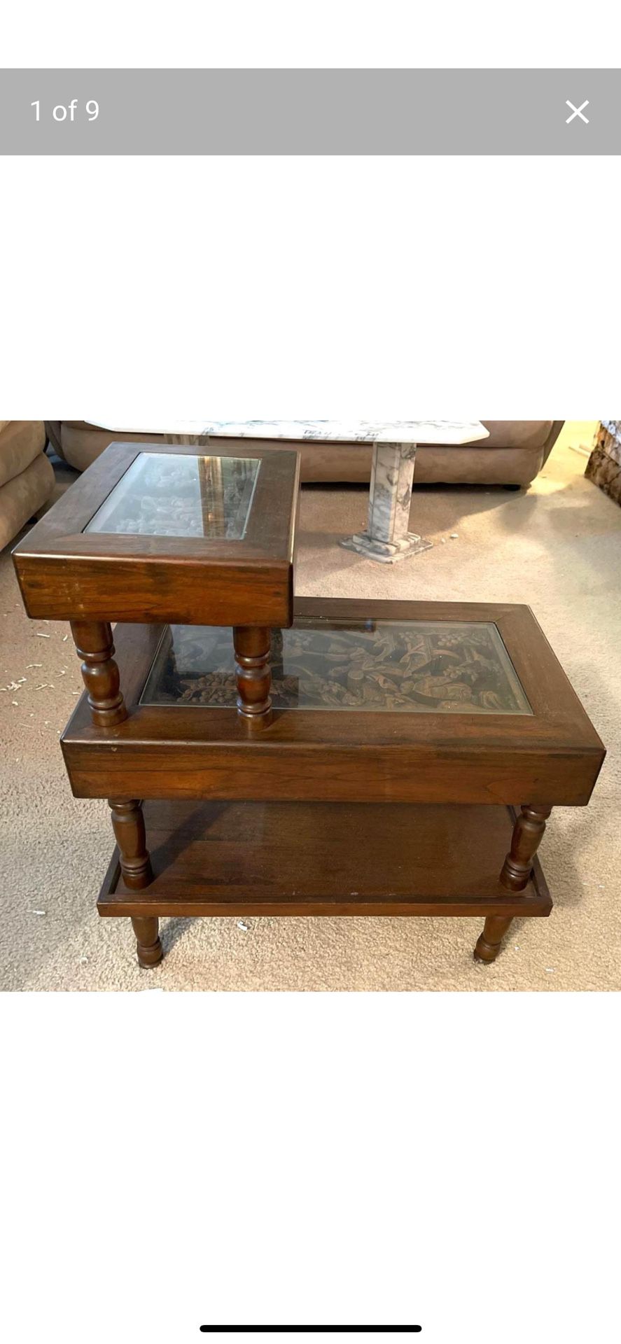 Chinese Teak Carved End Table