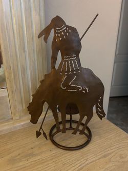 Unique Metal Art Sculpture with Candle Holder on Back