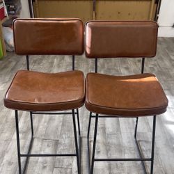 Faux Leather Bar Stools (2)