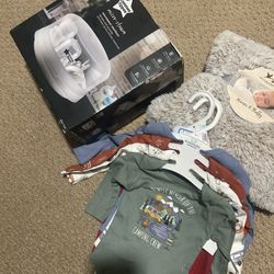 Tommee Tippee Microwave Steam Sterilizer With Baby Boy Clothes And One Blanket