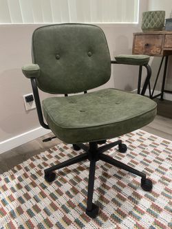 Swivel desk chair, faux leather green