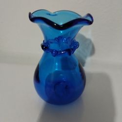 HAND MADE BLOWN GLASS SMALL VASE 5"×3.5" - V80