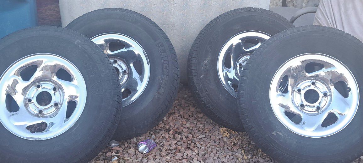 I'm Selling My Chrome Rims, 6 Hole Think There For A Dodge Keeping Tires askin $100 For All 4 Rims