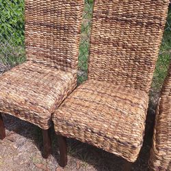 THREE MATCHING INTERNATIONAL CARAVAN BAMBOO CHAIRS 