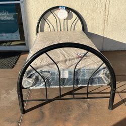 Metal Twin Bed With Mattress