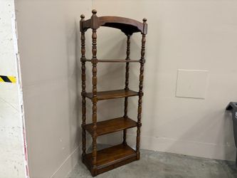 Vintage Walnut Provincial Style 5 Tier Bookcase