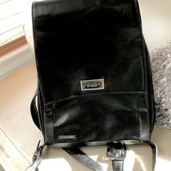 Perlina Black Leather Backpack Purse