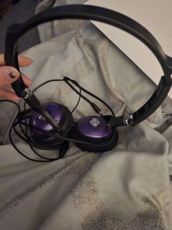Black and Purple Wired On-Ear Headphones