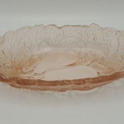 Pink Pear Oval Vintage 2 Handle Glass Dish