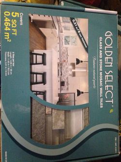 Glass and stone mosaic wall tile