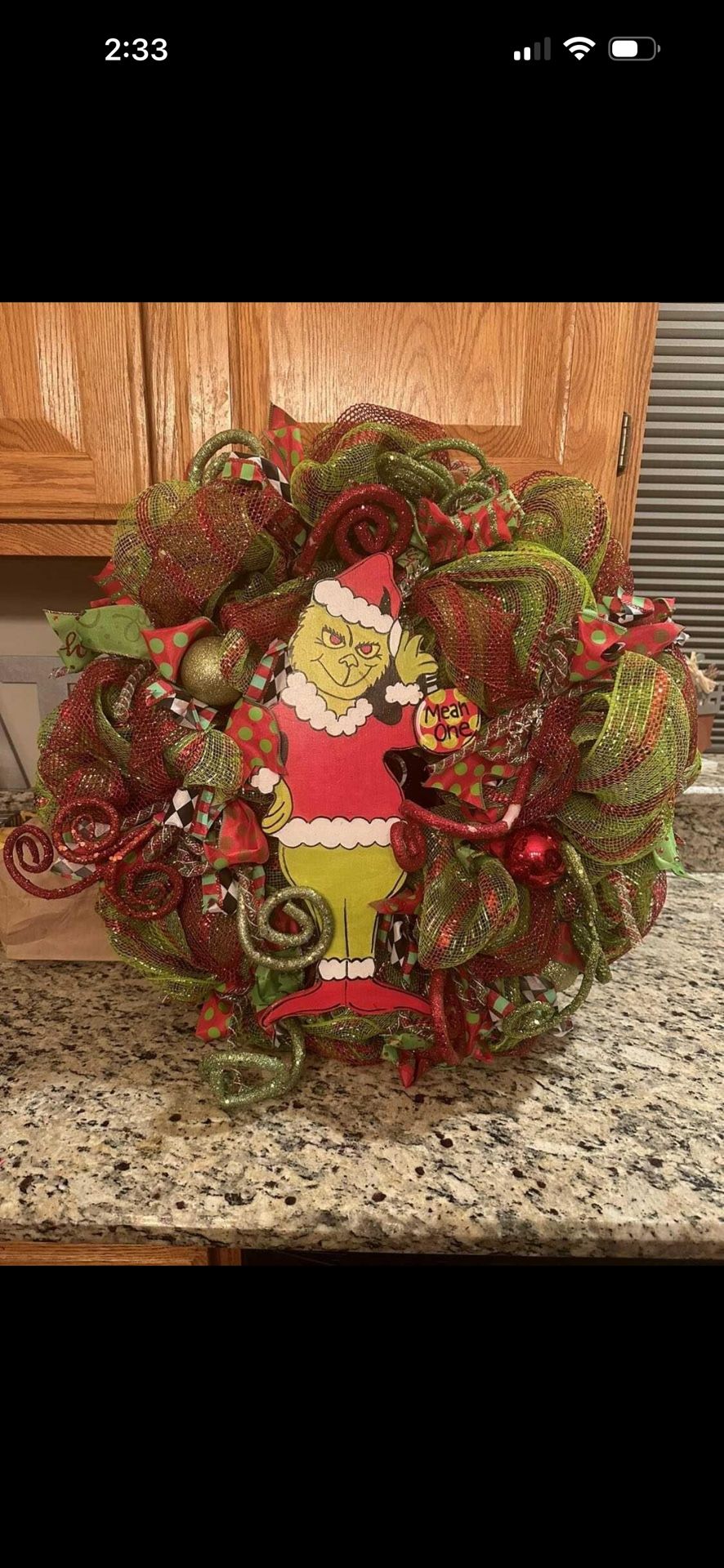 the Grinch Christmas wreath. brand new