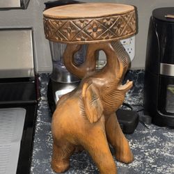 Vintage Haussmann carved Wood Elephant Chang Stool plant stand 