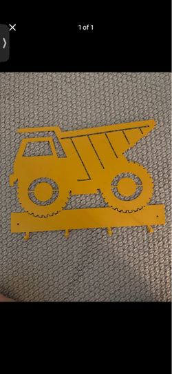Yellow Metal Dump Truck Wall Hook Rack