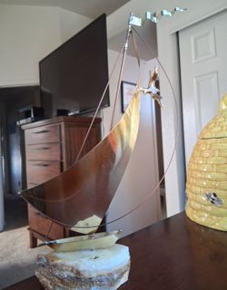 DeMott MCM Brass Sailboat Sculpture