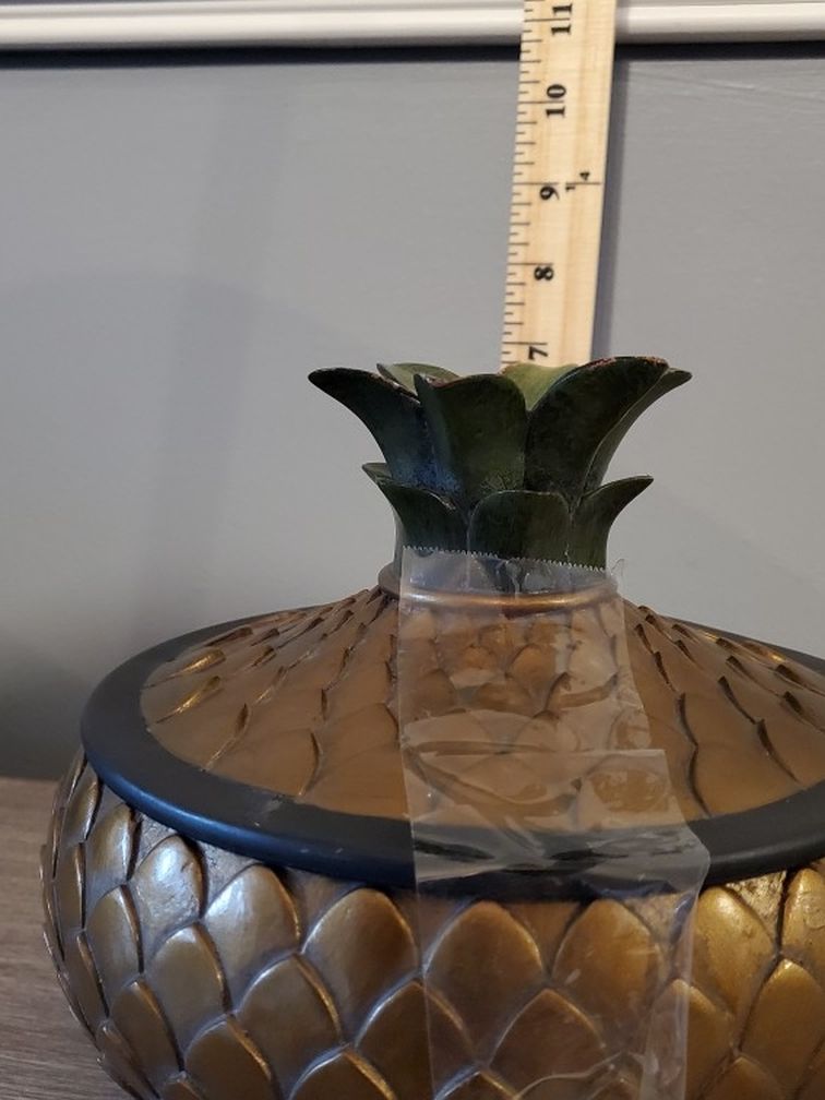 Decorative Container; pineapple shape; (see ruler for dimensions)-$12