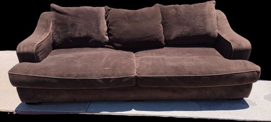 8ft Brown Fabric Sofa – Comfortable & Clean ($60)