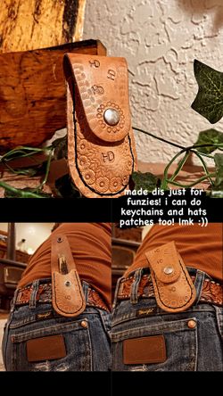 Leather work, knife sheiths, leatherman cases, keychains, dog collars