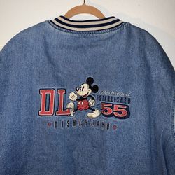   Disneyland Mickey Mouse Denim Bomber Jacket Walt Disney