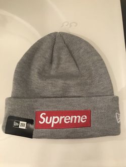 New Supreme x New Era Beanie Grey Red White