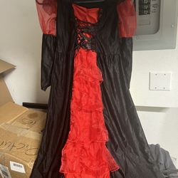 Black and red gothic vampire costume