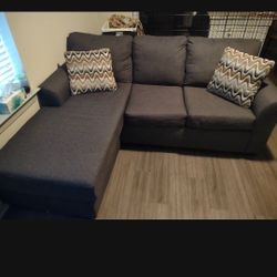 Small Dark Grey Couch With Footrest