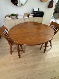 Wood table with two chairs