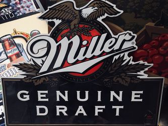 “RARE**BIG MILLER GENUINE DRAFT “FLYING EAGLE” 🦅 METAL BEER SIGN” (4Feet”WIDE X 3Feet”Tall) Only ($30) FIRM!!...PERFECT FOR BAR AREA /MANCAVE