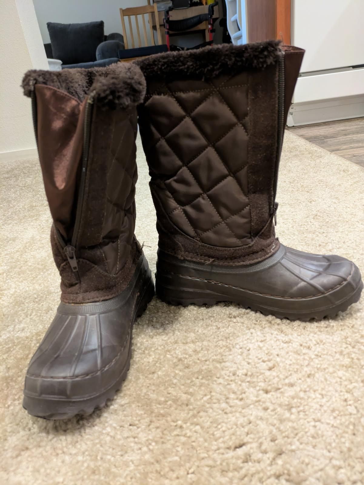 Henry Ferrera Fur Lined Rain Boots Size 6 1/2