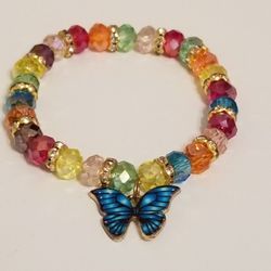 Multicolor Charm Braclet with Butterfly