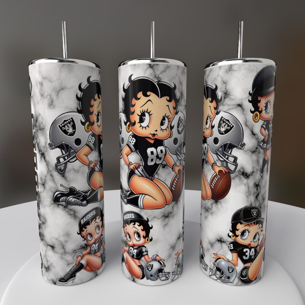 Las Vegas Raiders Betty Boop Football Tumbler