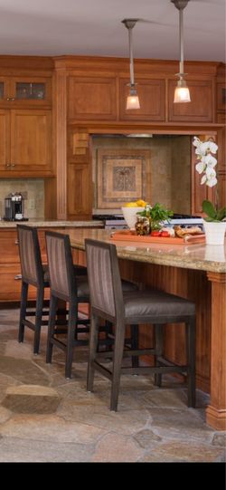 3 Grey barstools from RSF custom home
