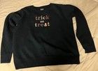 HANES “TRICK OR TREAT” EMBROIDERED CREW NECK SWEATER BLACK SIZE M/M