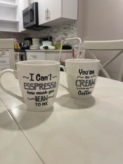 Set of 2 Coffee Pun Mugs - Expresso and Cream