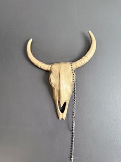 Hold metal bull skull