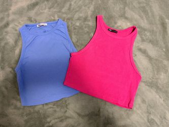 Zara Ribbed Crop Tank Tops – Set of 2