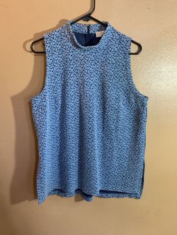 Michael Kors Sleeveless Blue Ditzy Floral Print Blouse - L