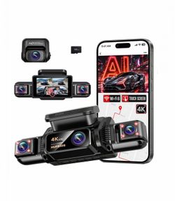 4K 360° View Dash Cam Front Rear 4 Channel Car Camera, Night Vision, Touch Screen, WiFi, GPS, Voice Control, Truck SUV