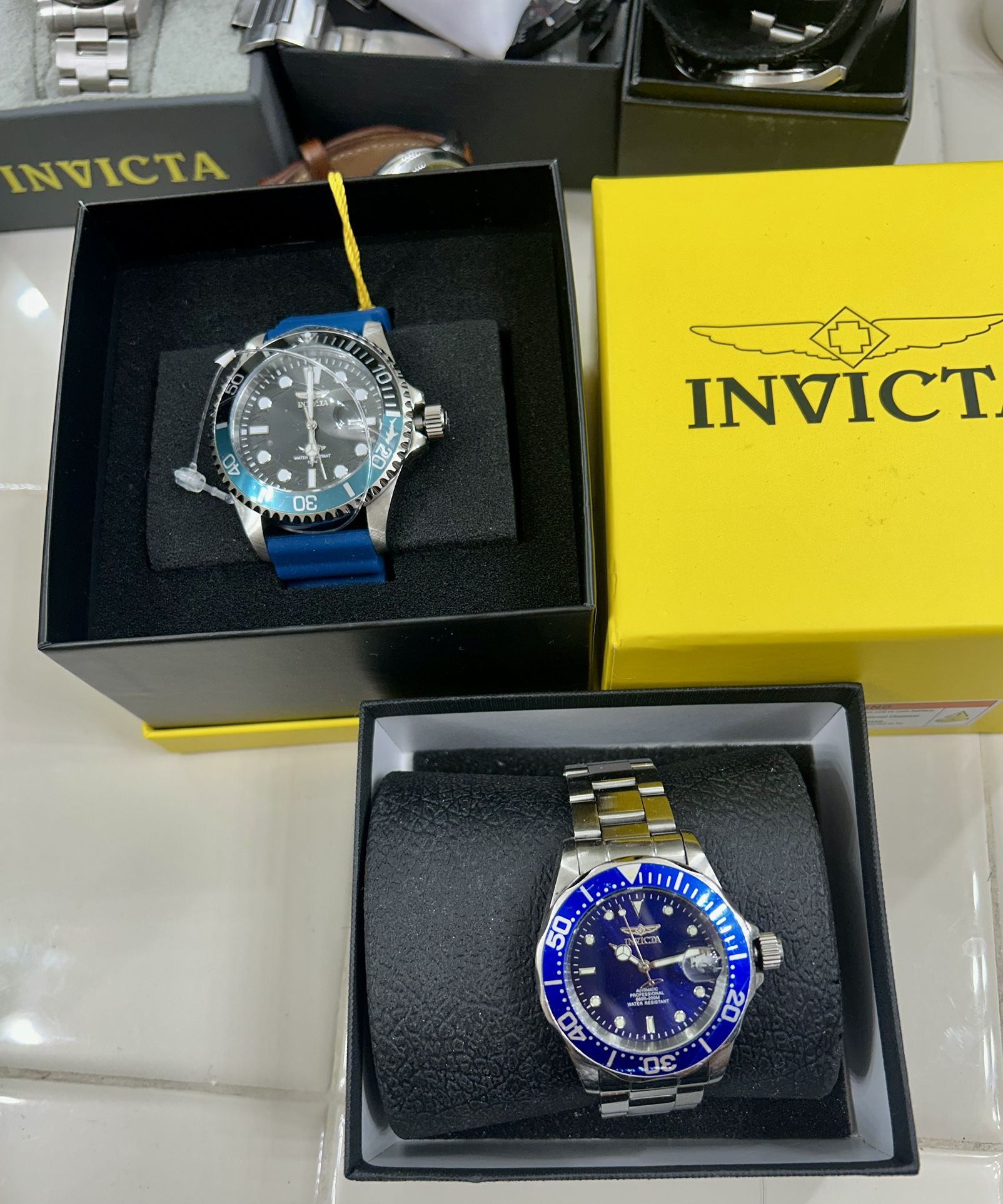 Two (2) INVICTA, Automatic (used )& New Quartz Diver Watches, 