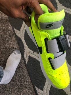 Lime green and black air ones with strap