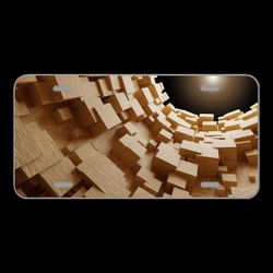 License Plate Novelty Car Front Cube Wood Tube Objects Tunnel Light