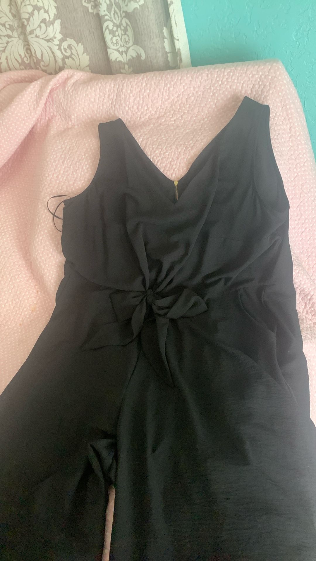 Black Romper With Bow In Front