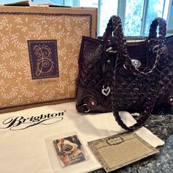 Brighton Stockard Burgundy Leather Shoulder Bag $35