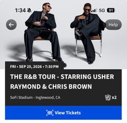 (2) Usher & Chris Brown Concert Tickets