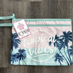 New Justice Tropical Vibes 2-Pocket Wet/Dry Bikini Bag