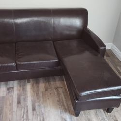 Brown Leather Sofa With Chase 