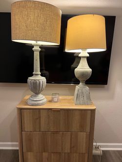 Solid Wood large Shaded Lamps