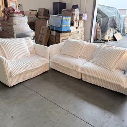 Cloud Corduroy Living Room Sofa, 3 pieces. Brand new. Assembled. Oversized