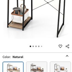 Natural Wood Office Desk With Shelves